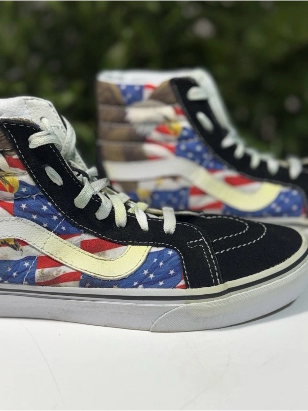 Vans Sk8 Hi American Flag Eagle Skater Hi Top Skateboard Skatergirl Sz 7.5